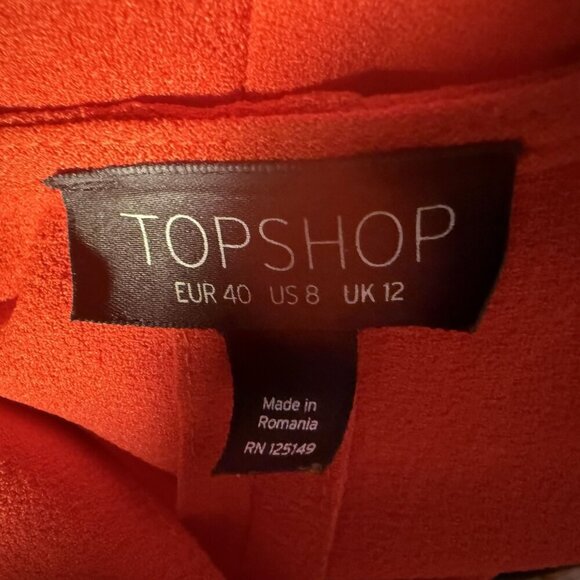 Topshop Women's Red Wrap‎ Tie Waist Blouse Size 8 Career Office Feminine - Picture 4 of 8